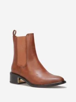 New La Modeuse Chelsea à détail doré Camel