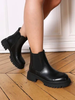 La Modeuse Chelsea à semelle crantée et texturée Noir