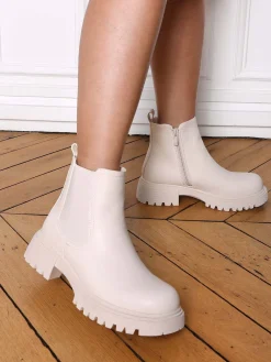 Outlet La Modeuse Chelsea à semelle crantée et texturée Beige