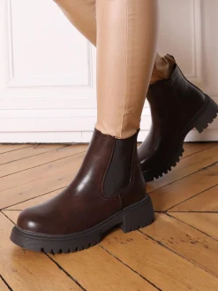 Hot La Modeuse Chelsea à semelle crantée et texturée Marron