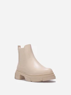 Clearance La Modeuse Chelsea à semelle épaisse texturée Beige