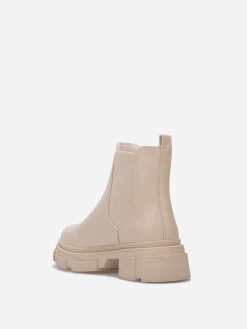Clearance La Modeuse Chelsea à semelle épaisse texturée Beige