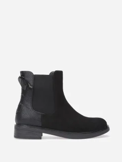 Online La Modeuse Chelsea à simili texturé et laçage Noir