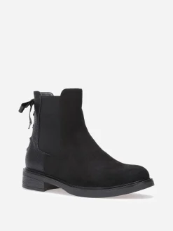 Online La Modeuse Chelsea à simili texturé et laçage Noir