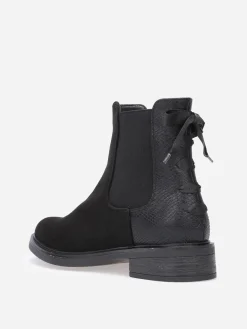 Online La Modeuse Chelsea à simili texturé et laçage Noir