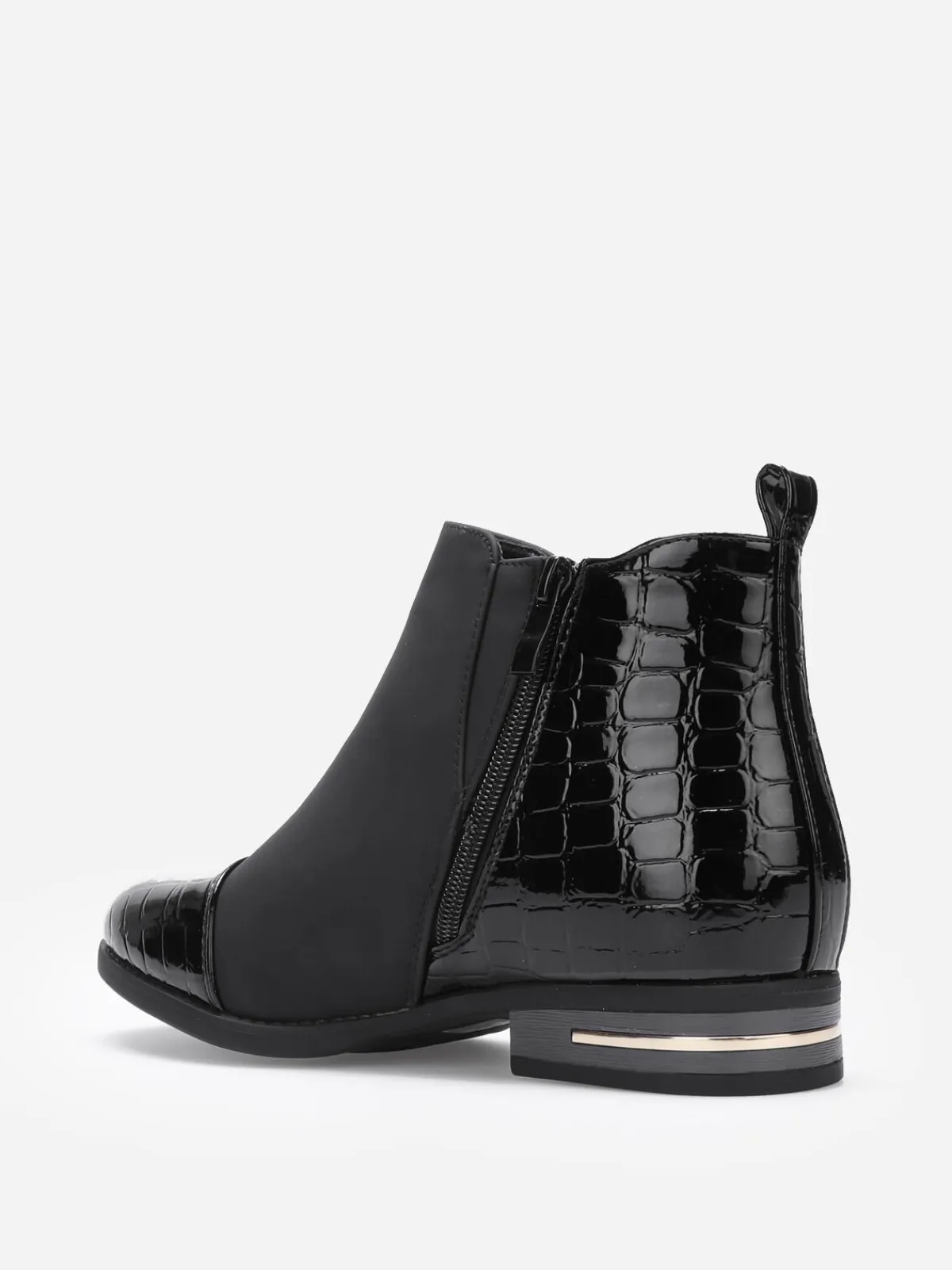 Online La Modeuse Chelsea à simili texturé et zip décoratif Noir