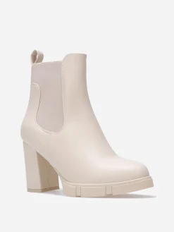 Best La Modeuse Chelsea à talon avec plateforme texturée Beige