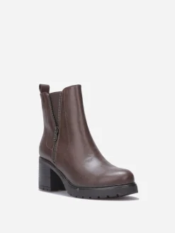 La Modeuse Chelsea à talon avec zip décoratif Marron