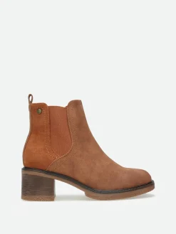 New La Modeuse Chelsea à talon bi-matières Camel
