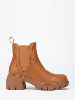 New La Modeuse Chelsea à talon carré cranté Camel