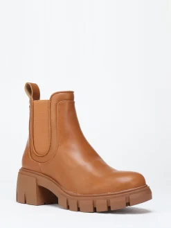 New La Modeuse Chelsea à talon carré cranté Camel