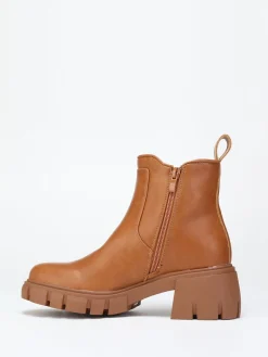 New La Modeuse Chelsea à talon carré cranté Camel