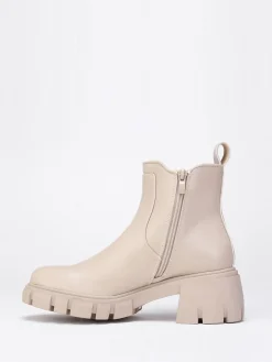 Clearance La Modeuse Chelsea à talon carré cranté Beige