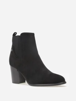 Discount La Modeuse Chelsea à talon en suédine Noir