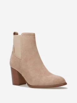 Outlet La Modeuse Chelsea à talon en suédine Taupe