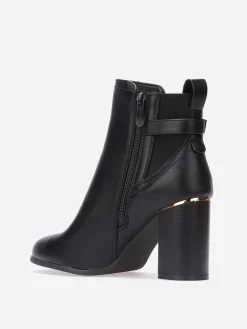 Clearance La Modeuse Chelsea à talon et détails dorés Noir