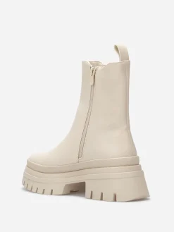 La Modeuse Chelsea chunky à plateforme crantée Beige