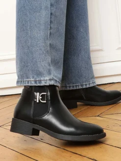 Hot La Modeuse Chelsea en simili à détails métalliques Noir