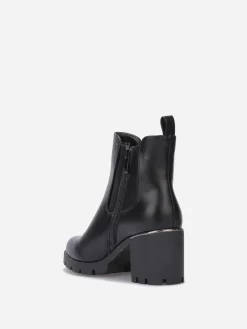 La Modeuse Chelsea en simili à talon cranté Noir