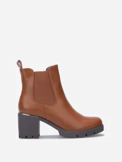 Online La Modeuse Chelsea en simili à talon cranté Camel