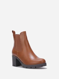Online La Modeuse Chelsea en simili à talon cranté Camel