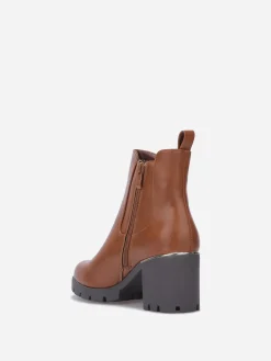 Online La Modeuse Chelsea en simili à talon cranté Camel
