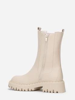 Outlet La Modeuse Chelsea hautes à semelle dentée Beige