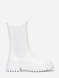 Sale La Modeuse Chelsea hautes à semelle dentée Blanc