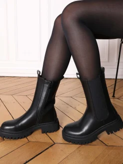 New La Modeuse Chelsea hautes à semelle texturée Noir