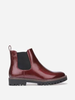 La Modeuse Chelsea vernies à semelle crantée Bordeaux