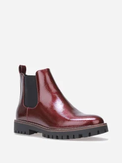 La Modeuse Chelsea vernies à semelle crantée Bordeaux