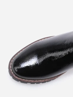 Sale La Modeuse Chelsea vernies à semelle crantée Noir