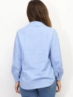 Outlet La Modeuse Chemise à fines rayures Bleu