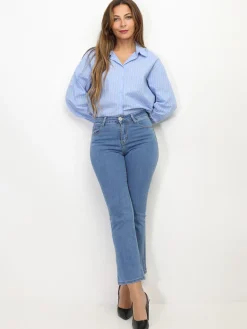 Outlet La Modeuse Chemise à fines rayures Bleu