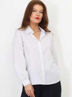 La Modeuse Chemise à fines rayures Blanc