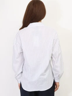 La Modeuse Chemise à fines rayures Blanc