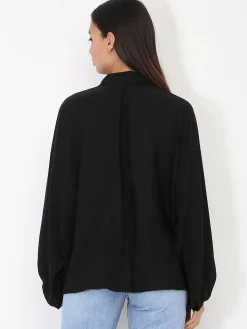 Hot La Modeuse Chemise à manches chauve-souris Noir