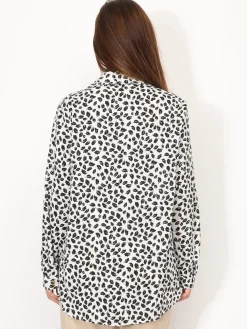 Discount La Modeuse Chemise à motif feuilles pailletées Blanc