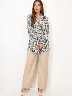 Discount La Modeuse Chemise à motif feuilles pailletées Blanc
