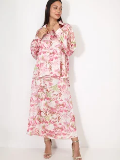 Clearance La Modeuse Chemise à motifs et éclats dorés Rose