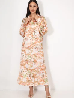 Hot La Modeuse Chemise à motifs et éclats dorés Orange