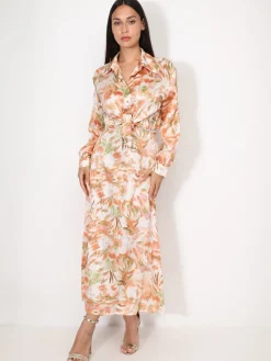 Hot La Modeuse Chemise à motifs et éclats dorés Orange
