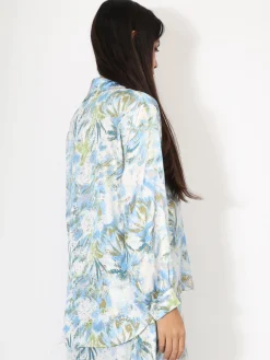 Online La Modeuse Chemise à motifs et éclats dorés Bleu