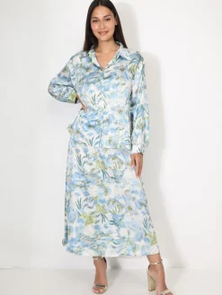 Online La Modeuse Chemise à motifs et éclats dorés Bleu