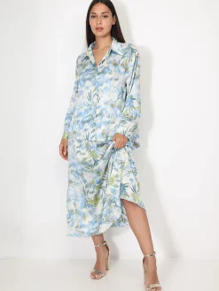Online La Modeuse Chemise à motifs et éclats dorés Bleu