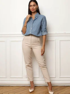 La Modeuse Chemise à rayures effet denim Bleu