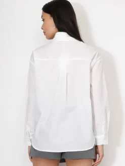 New La Modeuse Chemise ample à fleur plissée XXL Blanc