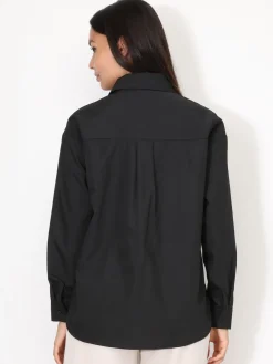 Discount La Modeuse Chemise ample à fleur plissée XXL Noir