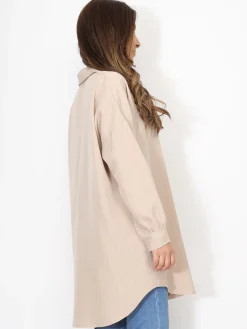 Clearance La Modeuse Chemise ample et longue à rayures Beige