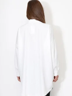 Discount La Modeuse Chemise ample et longue à rayures Blanc
